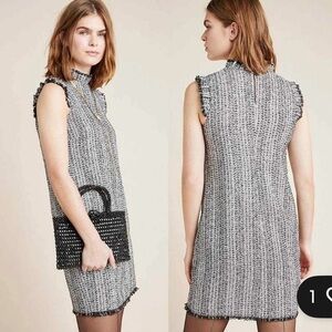 Eri + Ali Anthropologie Medium‎ NWT Tori Metallic Tweed Shift Dress Sleek Classy